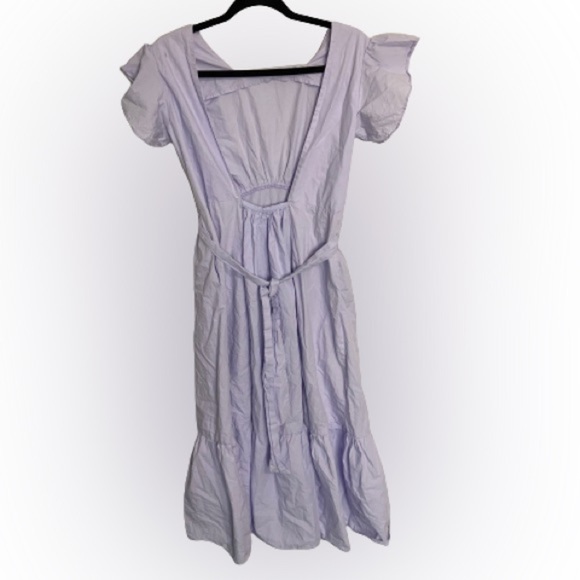 FARROW Beulah lavender ruffle midi dress open back size M - Picture 2 of 5